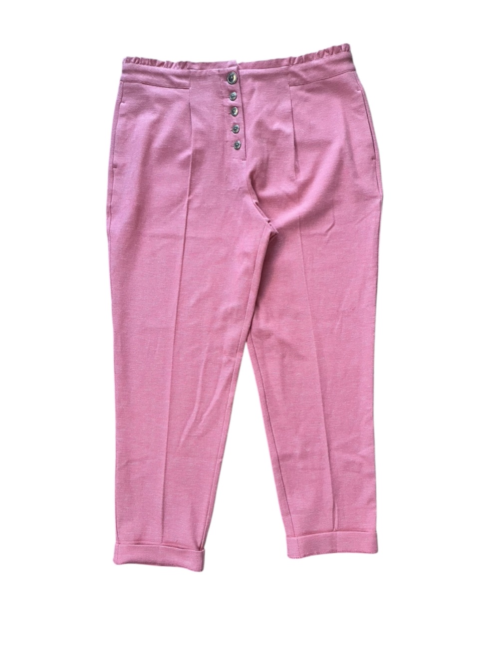Mos Mosh Nolan Linen Blend Button Fly Salmon Curvy Straight Leg High Rise Pants